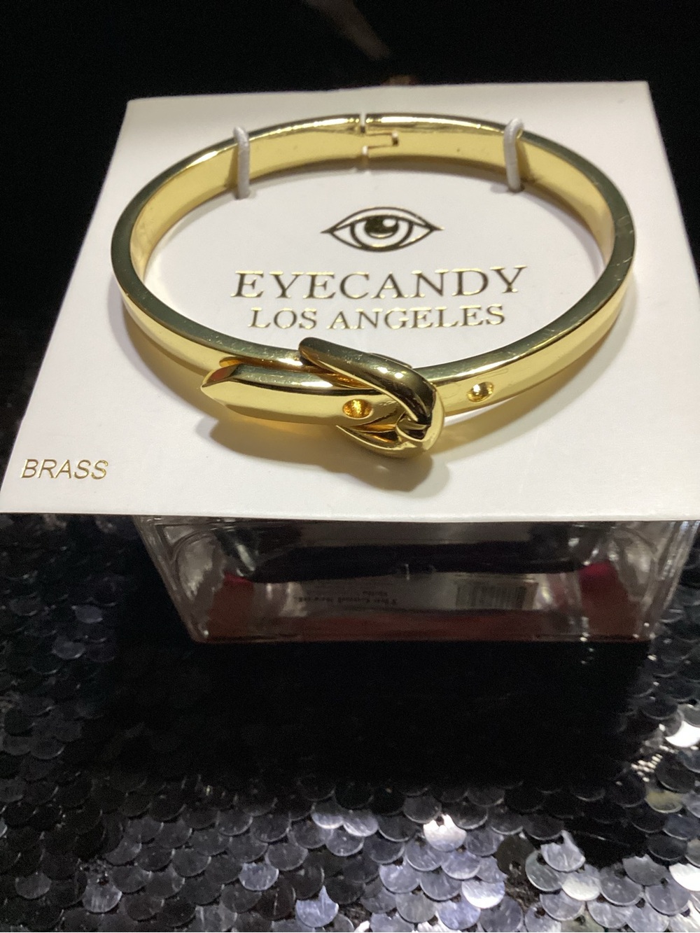 eye candy Gold Knot Accent Hinged Bracelet